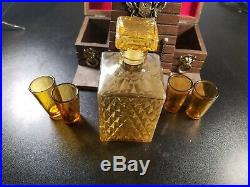 Vintage 1970's S. Sper Bijou Gothic Medieval Castle Amber Liquor Cabinet Set