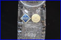 Vintage 1970s Bohemian Crystal Decanter with Original Stickers- 9in