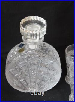 Vintage 1970s Bohemian Crystal Decanter with Original Stickers- 9in