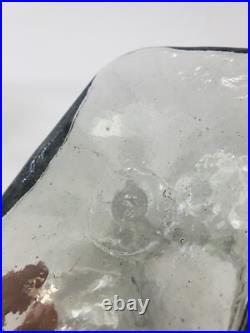 Vintage 1980s Mexican Handblown Glass Decanter With Mercury Glass Sphere Stopper