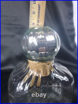 Vintage 1980s Mexican Handblown Glass Decanter With Mercury Glass Sphere Stopper