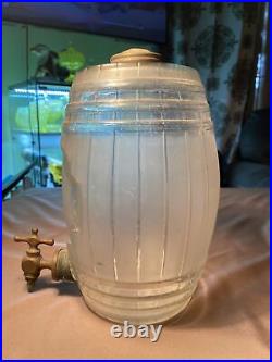 Vintage 19th Century Glass Liquor Barrel With Brass Spigot No Stand