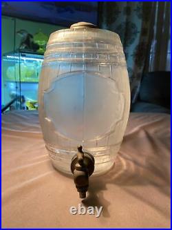 Vintage 19th Century Glass Liquor Barrel With Brass Spigot No Stand