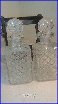 Vintage 2 Bottle Tantalus, Decanter Set