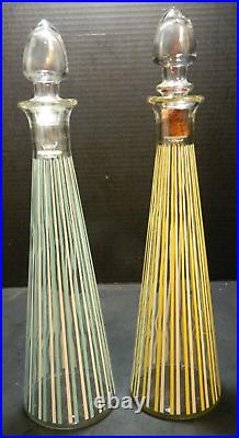 Vintage (2) MCM Kentucky Tavern Liquor Striped Glass Decanters 15.18x3.88 VG-E