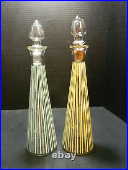 Vintage (2) MCM Kentucky Tavern Liquor Striped Glass Decanters 15.18x3.88 VG-E