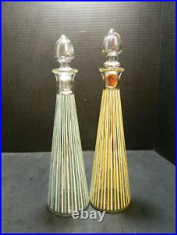 Vintage (2) MCM Kentucky Tavern Liquor Striped Glass Decanters 15.18x3.88 VG-E