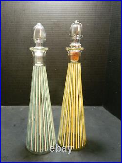 Vintage (2) MCM Kentucky Tavern Liquor Striped Glass Decanters 15.18x3.88 VG-E