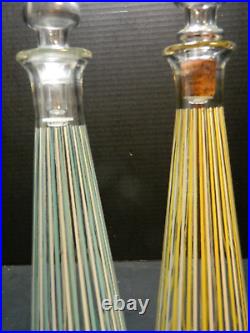 Vintage (2) MCM Kentucky Tavern Liquor Striped Glass Decanters 15.18x3.88 VG-E