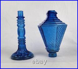 Vintage 20 Tall Blue Glass Made in Italy Lamp Post Liquor Decanter