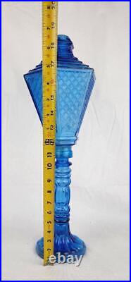 Vintage 20 Tall Blue Glass Made in Italy Lamp Post Liquor Decanter