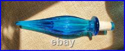 Vintage 22.5 MCM Blue Glass Genie swirl Triple Gourd decanter Bottle Empoli