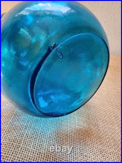 Vintage 22.5 MCM Blue Glass Genie swirl Triple Gourd decanter Bottle Empoli