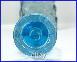 Vintage 22 Italian Empoli Ice Blue Waves Glass Genie Bottle Decanter Stopper
