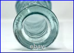 Vintage 22 Italian Empoli Ice Blue Waves Glass Genie Bottle Decanter Stopper