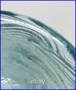 Vintage 22 Italian Empoli Ice Blue Waves Glass Genie Bottle Decanter Stopper