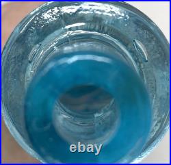 Vintage 22 Italian Empoli Ice Blue Waves Glass Genie Bottle Decanter Stopper