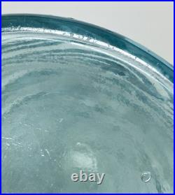 Vintage 22 Italian Empoli Ice Blue Waves Glass Genie Bottle Decanter Stopper