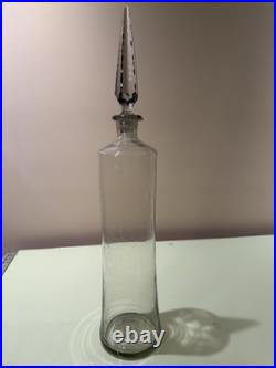 Vintage 24 Smokey Glass Hand Blown 2' Apothecary Decanter with 8 Faceted STOPPER