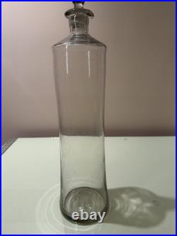 Vintage 24 Smokey Glass Hand Blown 2' Apothecary Decanter with 8 Faceted STOPPER