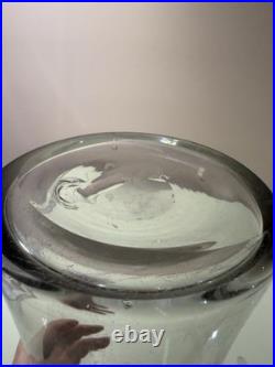 Vintage 24 Smokey Glass Hand Blown 2' Apothecary Decanter with 8 Faceted STOPPER