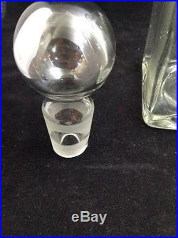 Vintage 4 GLASS LIQUOR DECANTER BOTTLES withStoppers & Labels Crystal Bar Set