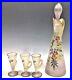 Vintage-4Pcs-Set-Frosted-Glass-Hand-Painted-Decanter-Pitcher-3-Cordials-withHandle-01-hezr