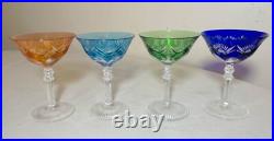 Vintage 5 piece cut to clear crystal Czech Bohemian cut glass decanter set stems