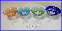 Vintage 5 piece cut to clear crystal Czech Bohemian cut glass decanter set stems