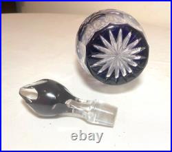 Vintage 5 piece cut to clear crystal Czech Bohemian cut glass decanter set stems