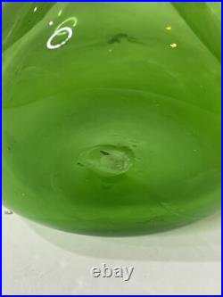 Vintage 50s Blenko Glass #49 Three Sided Pinched Green Glass Decanter Stopper