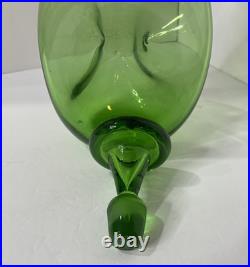 Vintage 50s Blenko Glass #49 Three Sided Pinched Green Glass Decanter Stopper