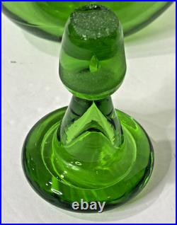 Vintage 50s Blenko Glass #49 Three Sided Pinched Green Glass Decanter Stopper