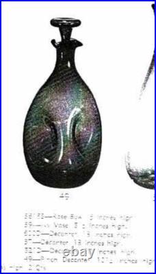 Vintage 50s Blenko Glass #49 Three Sided Pinched Green Glass Decanter Stopper