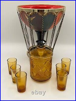 Vintage 60's Balloon Zodiac Signs & Music Box. With 6 Shot Glasses