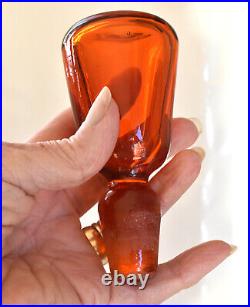 Vintage 70s Blenko Large Decanter, Stopper Amberina Tangerine 14 Tall