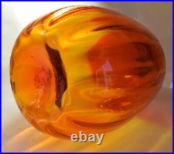 Vintage 70s Blenko Large Decanter, Stopper Amberina Tangerine 14 Tall