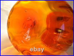 Vintage 70s Blenko Large Decanter, Stopper Amberina Tangerine 14 Tall