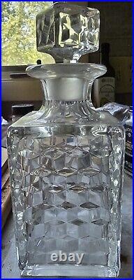 Vintage 750ml Fostoria Glass Decanter Rye Rare Cut Engraved Ornate