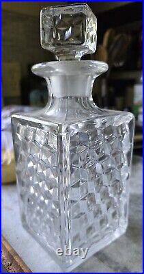 Vintage 750ml Fostoria Glass Decanter Rye Rare Cut Engraved Ornate