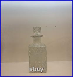 Vintage 750ml Fostoria Glass Decanter Scotch Rare Cut Engraved Ornate Label