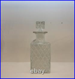 Vintage 750ml Fostoria Glass Decanter Scotch Rare Cut Engraved Ornate Label