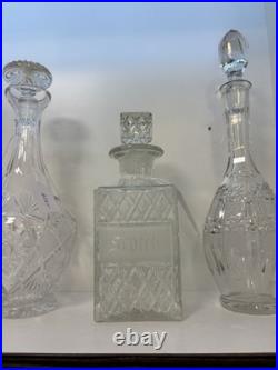 Vintage 750ml Fostoria Glass Decanter Scotch Rare Cut Engraved Ornate Label