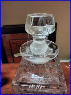 Vintage 750ml Fostoria Glass Decanter Scotch Rare Cut Engraved Ornate Label