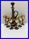 Vintage-7pc-Romanian-Smokey-Blown-Glass-Decanter-set-hand-painted-gold-01-daf