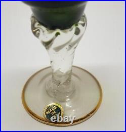 Vintage 8 Piece Italian Blown Glass Decanter & Cordial Glasses Set Green withGold