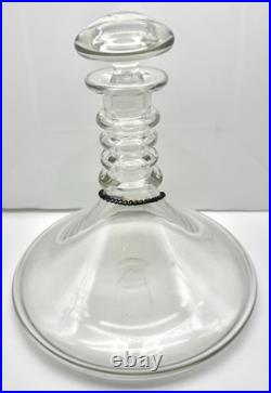 Vintage 9.5 Ship Captains Gin Liquor Four Ring Heavy Blown Glass Decanter