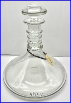 Vintage 9.5 Ship Captains Gin Liquor Four Ring Heavy Blown Glass Decanter