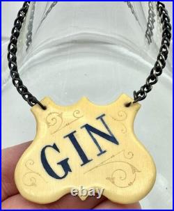 Vintage 9.5 Ship Captains Gin Liquor Four Ring Heavy Blown Glass Decanter