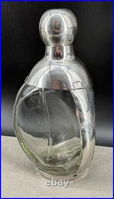 Vintage ART DECO L Maciel Silver Factory Decanter Sterling Glass Overlay